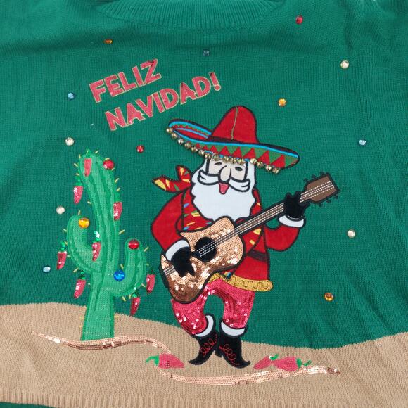 Holiday Time Sz 20 Green Ugly Christmas Sweater Red Pepper - Picture 4 of 16